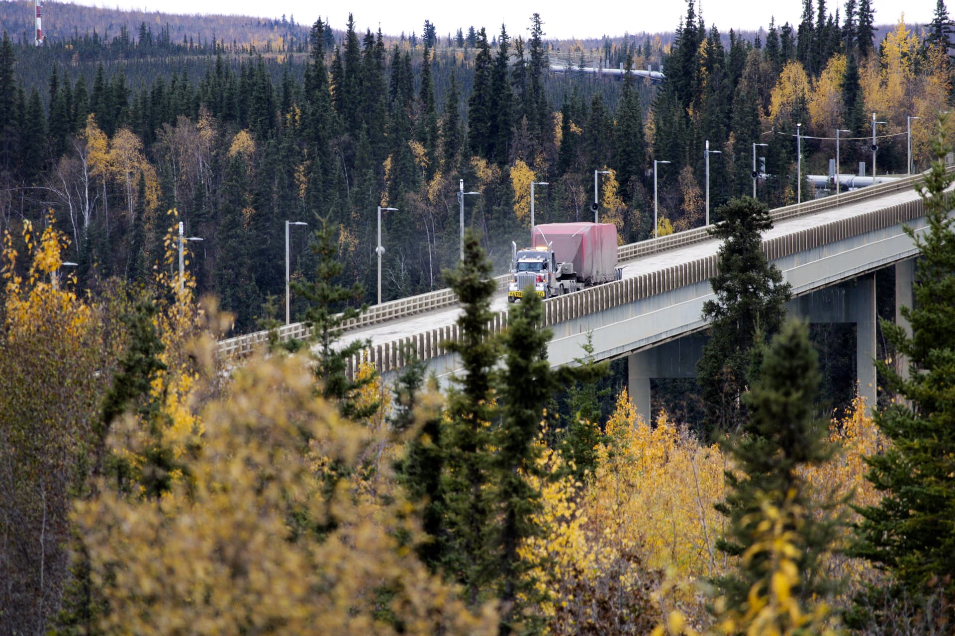 From Rig Runner’s Alaska work photo collection: oversize load escort on the road